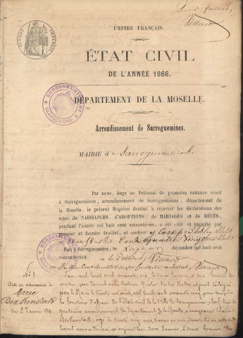 Registre d'État Civil 1866