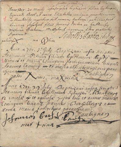 Registre de catholicité 1701-1730