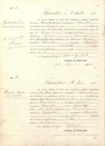 Registre des décès 1921-1940