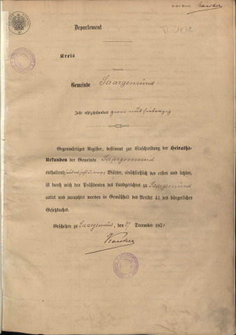Registre des mariages 1872-1872