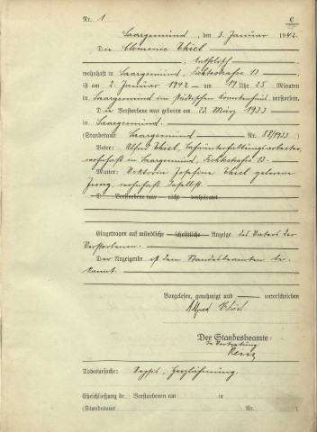 Registre des décès 1942