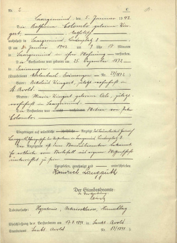 Registre des décès 1942