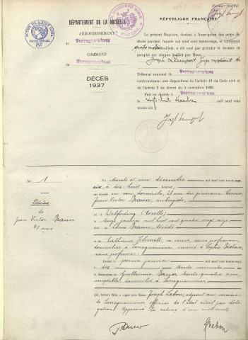 Registre des décès 1937-1938