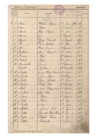 Registre des naissances 1907