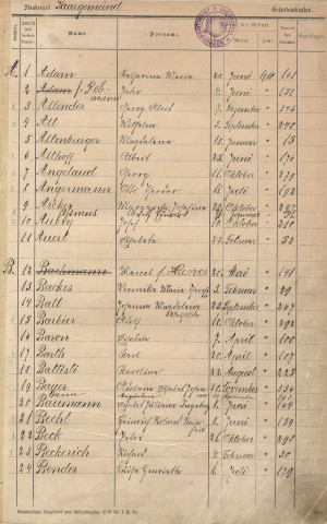 Registre des naissances 1910