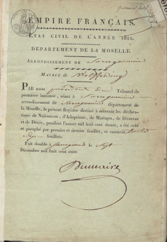 Registre d'État Civil 1812-1821
