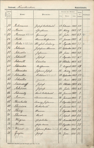 Registre des naissances 1903