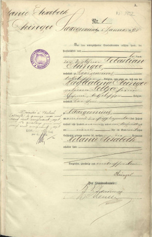 Registre des naissances 1892