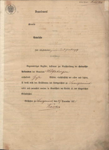 Registre des mariages 1872-1875