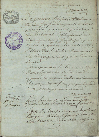 Registre d'État Civil 1803-1804