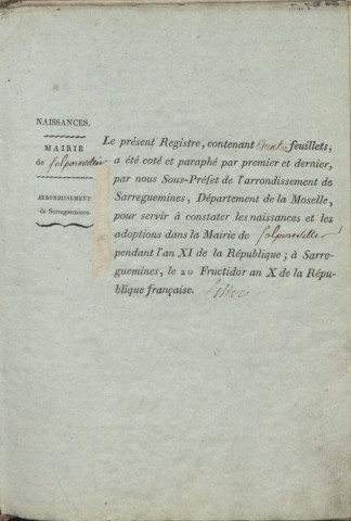 Registre d'État Civil 1803-1812