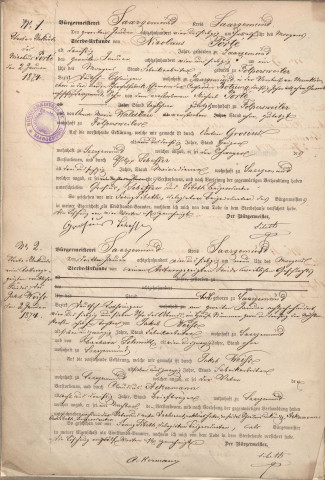 Registre des décès 1874