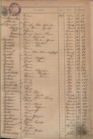 Registre des naissances 1873