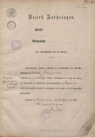 Registre des mariages 1875