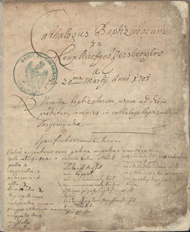 Registre de catholicité 1701-1730