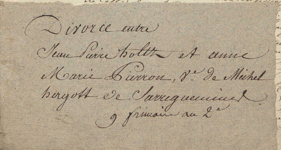 Registre des divorces de Sarreguemines (1793-1800)