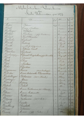 Registre des décès 1877