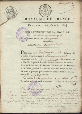 Registre d'État Civil 1824