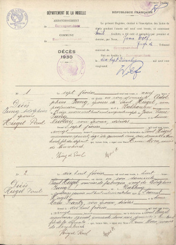Registre des décès 1930-1932