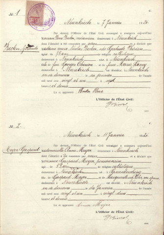 Registre des décès 1921-1929