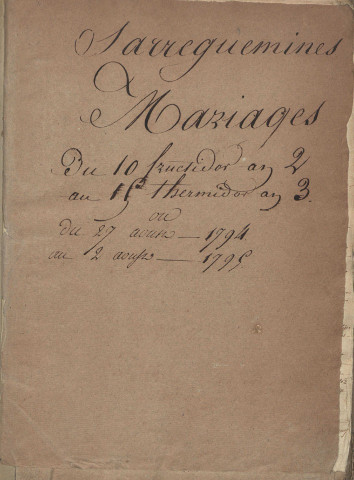 Registre des mariages 1794-1798