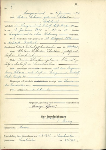Registre des décès 1943