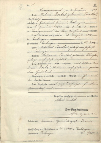 Registre des décès 1941