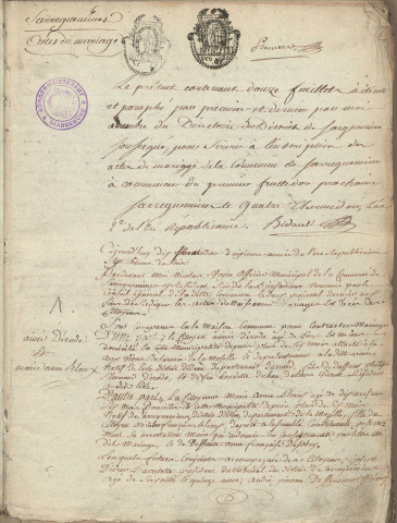 Registre des mariages 1794-1798