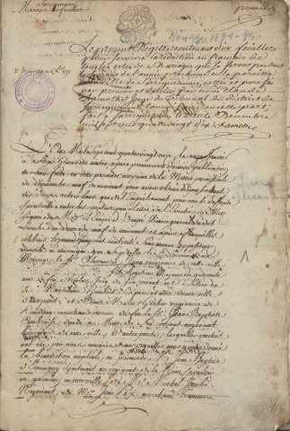 Registre des mariages 1791-1794