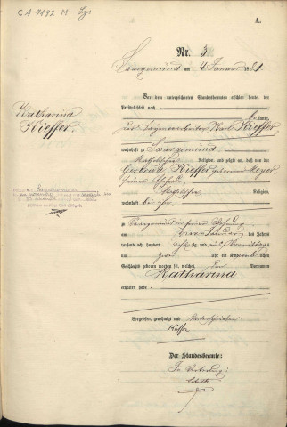 Registre des naissances 1881