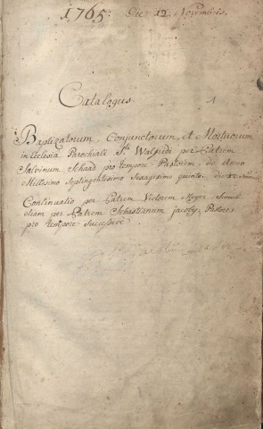 Registre de catholicité 1765-1791