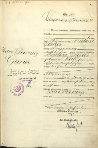 Registre des naissances 1888