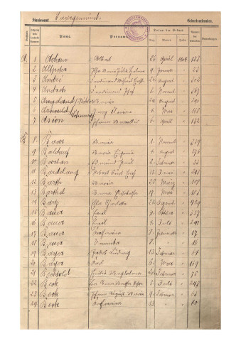 Registre des naissances 1904