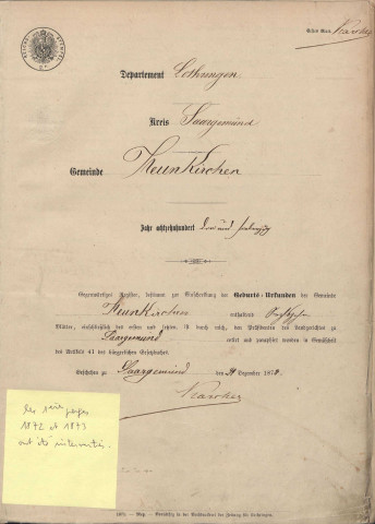 Registre des naissances 1872-1875