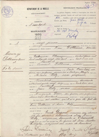 Registre des mariages 1930-1932
