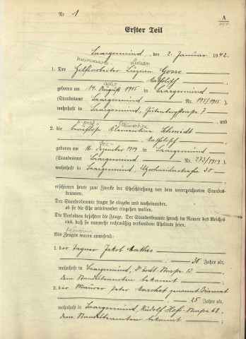 Registre des mariages 1942
