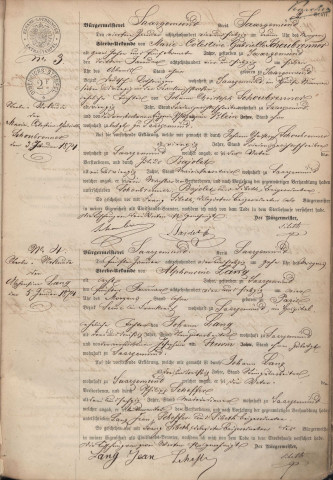 Registre des décès 1874