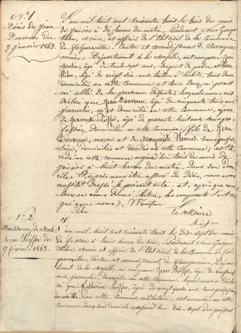 Registre d'État Civil 1863-1871