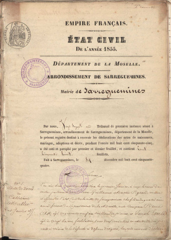 Registre d'État Civil 1855