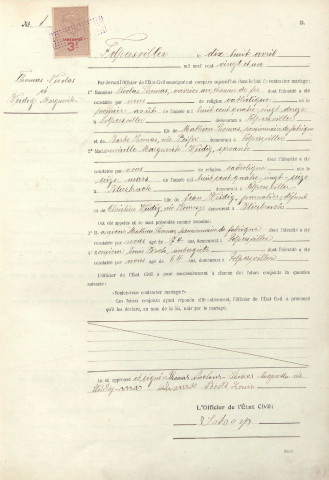 Registre des mariages 1921-1939