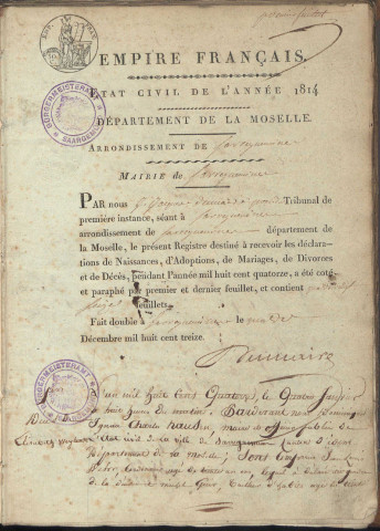 Registre d'État Civil 1814