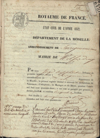 Registre d'État Civil 1842-1851