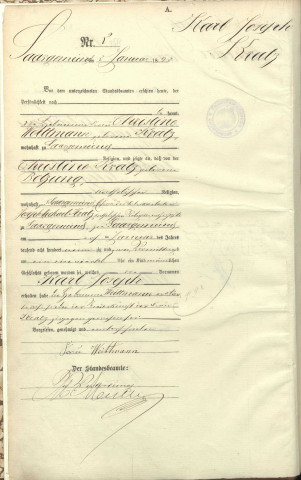 Registre des naissances 1892