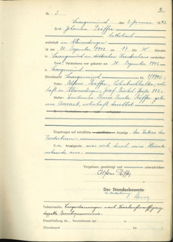 Registre des décès 1943