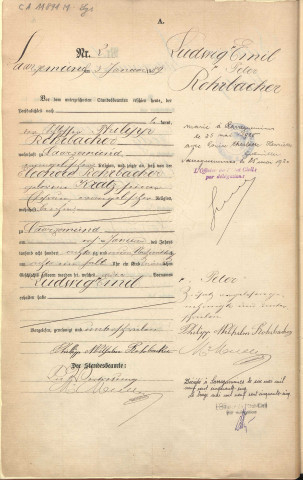 Registre des naissances 1889