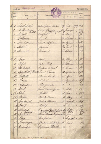 Registre des naissances 1909